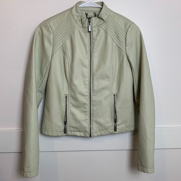 Jou Jou Jackets & Blazers - j2 Jou Jou Cream Faux Vegan Leather Jacket